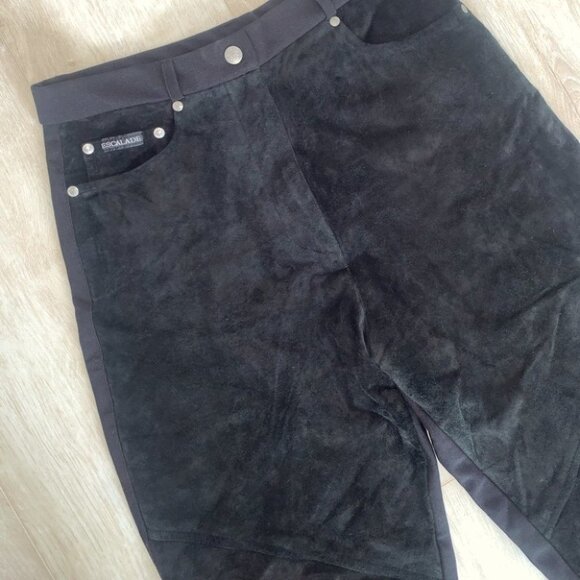 Escalade Suede Pants Women’s Size‎ Medium Black Vintage Front High Waisted Paris - Picture 8 of 11